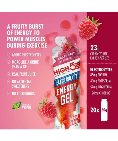  HIGH5 HIGH5 Energy Gel Electrolyte 20 x 60 g Raspberry - Buy Online on GoSupps.com