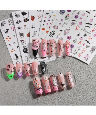 Halloween Nail Art Stickers - 6PCS Self-Adhesive Cute Decals | Bat Pumpkin Spider & Ghost Designs for Women & Girls - DIY Decoration Supplies - Buy Online on GoSupps.com