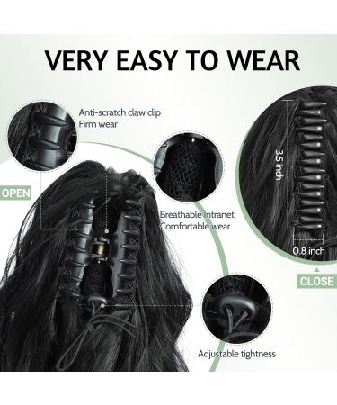 FINE PLUS 18-inch Synthetic Curly Wavy Ponytail Extension Claw for Women - Natural Black Color - Buy Online on GoSupps.com
