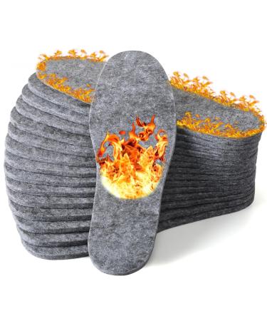 10 Pairs Wool Felt Insoles Warm Insoles Insert Winter Boot Insoles for Men Gray Boot Inserts Shoe Liners for Men Women Men's 6/ Women's 7