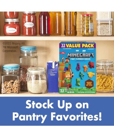 Betty Crocker Minecraft Fruit Flavored Kids Snacks Fat Free and Gluten Free Snack Value Pack 17.6 oz 22 Pouches (Pack of 2) Bundle With Snack Scout Lunch Bag - Buy Online on GoSupps.com