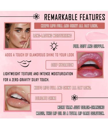 Magic Color Changing Lip Oil | Moisturizing & Waterproof Lip Gloss | Long Lasting Tinted Balm for Pink Lip Makeup - Buy Online on GoSupps.com
