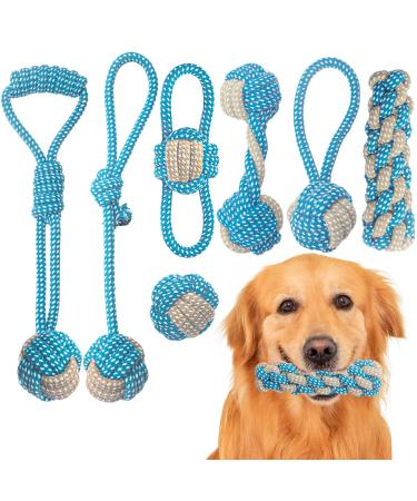 Weocar 7 Pack Puppy Rope Toys Dog Rope Toys for Small Dogs Dog Tug Rope Puppy Teething Rope for Teeth Cleaning and Chewing Keep the Dog from Being Bored Variety of Dog Cotton Rope Toys Blue Blue 7 Pack