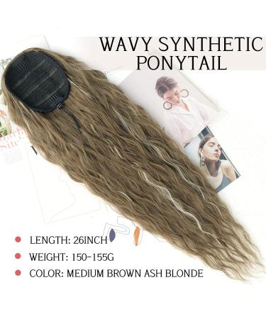 Pference Extensions Long Wrapped Hair Part Ponytail - Natural Art Hair Extensions for Women | 65cm Afro Braid Ponytail with Ash Dark Blonde Highlights & Ash Brown - Shop Now! - Buy Online on GoSupps.com