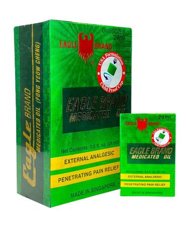 Eagle Brand Natural Medicated Oil for Muscle Aches and Pains Includes 12 Individual 0.8oz. Bottles Dozen Pack