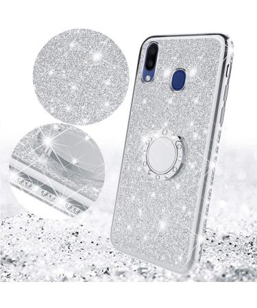 Uposao Samsung Galaxy M20 Case - 360 Ring Stand Glitter Bling Rhinestone TPU Silicone Clear Shell Girls Protective Cover - Buy Online on GoSupps.com