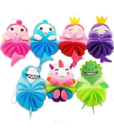 MURRI&MURRDI 4-Piece Kids Bath Loofah Set - Cartoon Design | Body Shower Sponge Pouf for Men and Women | Exfoliating Scrubbers 55g - Buy Online on GoSupps.com