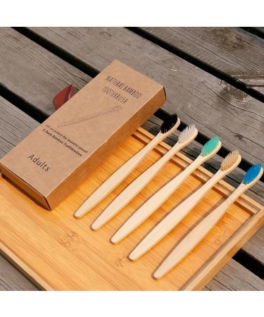 Charcoal Toothbrushes - Soft Bristle Toothbrushes | Reusable Wooden Travel Set for Adults | Fiveetoo - 10 Colors Available - Buy Online on GoSupps.com