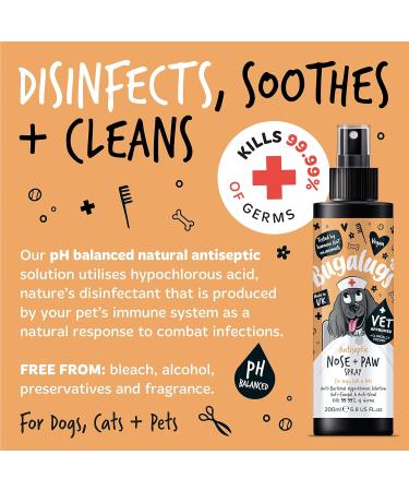 BUGALUGS Nose & Paw Dog Antiseptic spray 200ml Antibacterial Antifungal for Dogs Cats & Pets -for Dry Paws Cracked Skin use alongside our dog paw balm & dog nose balm (Antiseptic Spray 200ml) - Buy Online on GoSupps.com