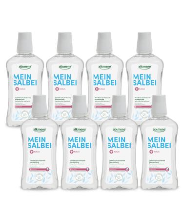 Alkmene alkmene Pack of 8 Vegan Antibacterial Alcohol-Free Mouthwashes with Sage and Potassium 500ml