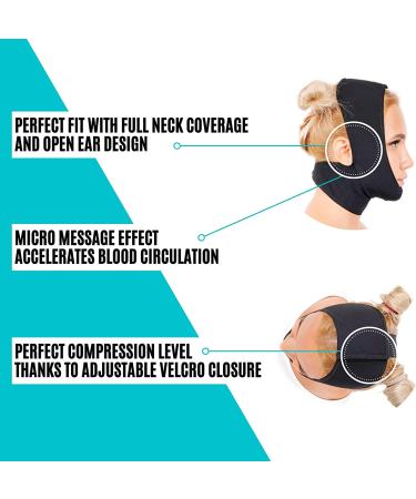 Chin Compression Garment After Liposuction Surgery - Black Large Neck Cover Strap Bandage - Buy Online on GoSupps.com
