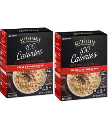 100 Calorie Oatmeal Bundle. Includes Two-9.8 Oz Boxes of Better Oats Maple and Brown Sugar 100 Calorie Oatmeal and a BELLATAVO Fridge Magnet! Each Box Has 10 Pouches of Instant Oatmeal with Flax Seed! - Buy Online on GoSupps.com