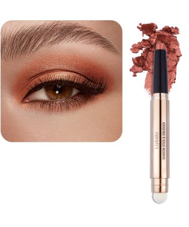 Liyloihi Eyeshadow Stick  Cream Eye Shadow Pencil Crayon Brightener Makeup with Soft Smudger  Waterproof & Long Lasting Eye Highlighter Makeup (05 Orange Brown Shimmer)