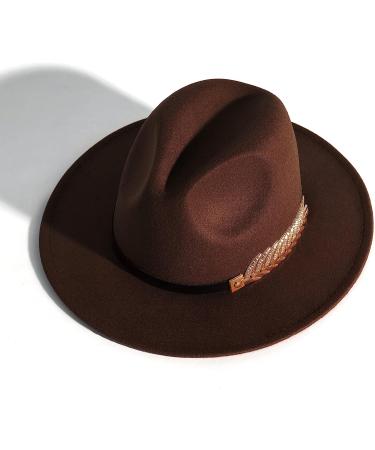 HUDANHUWEI Women's Wide Brim Fedora Panama Hat - Coffee-1 - Buy Online on GoSupps.com