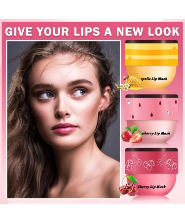 CAHIUYOA 3PCS Bee Lip Balm Honey Pot Honey Lip Balm Strawberry Honey Cherry Lip Sleeping Mask Hydrating Bee Lip Balm with Stick Day & Night Lip Care Products - Strawberry Honey Cherry Strawberry+Honey+Cherry - Buy Online on GoSupps.com