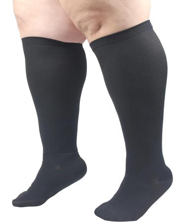 Shop Oversize Compression Stockings for Men & Women | Graded Compression for Travel Running Pregnancy & More | XXL Black 1 Couple - Buy Online on GoSupps.com