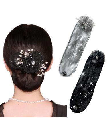 2PCS Hand Embroidered Flowers Deft Bun Hair Bun Maker Bun Maker for Long Hair Deft Bun for Hair Twister Ball Hair Clip for Women Girls Flower Hair Bun Roller for Long Thick Hair Accessories - Buy Online on GoSupps.com