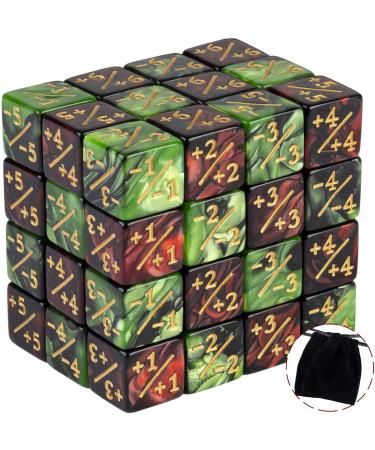 48 Pieces Token Dice Counters Creature Stats or Loyalty Dice Marble Cube D6 Dice for Magic The Gathering CCG MTG Card Gaming Accessories (Ruby&Black, Emerald&Black)