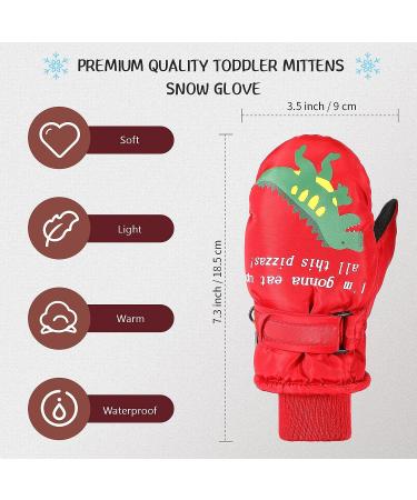 SATINIOR Toddler Waterproof Fleece Ski Gloves for Ages 2-5 | Red & Navy Blue | Breathable Long Cuff Kids Mittens for Winter Snow Activities - Buy Online on GoSupps.com