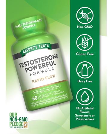 Nature's Truth Testosterone Supplement for Men - 60 Non-GMO & Gluten Free Softgels | Boost Energy & Vitality - Buy Online on GoSupps.com