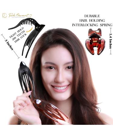 RC Roche Hair Clips - High-Quality French Curved Hair Clamps for Women & Girls - 2 Pack in Medium Black & Brown - Firm Support Without Slipping - Buy Online on GoSupps.com