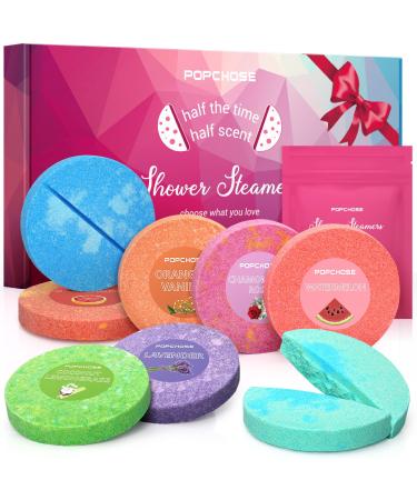 POPCHOSE Shower Steamers Aromatherapy - Bath Bomb Shower Tablets 8 Pack, Self Care & SPA Relaxation - Stocking Stuffers Christmas Gifts for Women and Mom Who Has Everything, Birthday Valentines Gift Lavender,Menthol&Eucalyptus,Peppermint...8 scents