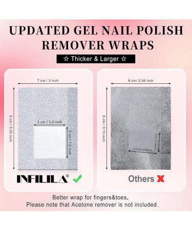NXJ INFILILA Nail Foil - 300PCS Gel Nail Polish Remover Wraps with Larger Cotton Pads for Easy Nail Polish Removal at Home - Buy Online on GoSupps.com