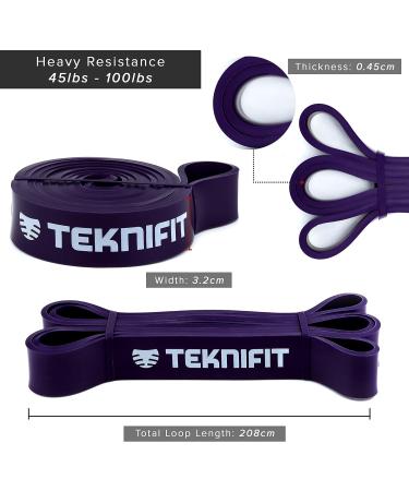 Teknifit Resistance Band - Purple (Heavy) - Full Body Workout Solution with Free Exercise Guide - Home Fitness Essential - Buy Online on GoSupps.com