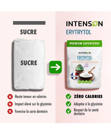 Intenson Erythritol in French 1kg | 100% Natural Sweetener | Vegan | Sweetener Granule | Sugar Alternative | Suitable for Dia - Buy Online on GoSupps.com
