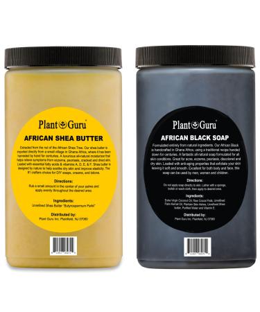 Raw African Shea Butter Yellow and Black Soap 2 lbs / 32 oz Each Bulk Combo Set Unrefined Grade A 100% Pure Natural From Ghana For Skin Body and Hair Growth. Aids Eczema Psoriasis And Stretch Marks.