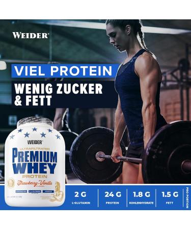 Weider Premium Whey Protein Powder - Delicious Strawberry Vanilla 2.3kg | High EAA & BCAA for Muscle Building Perfect Solubility - Buy Online on GoSupps.com