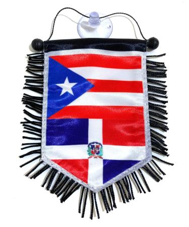 Puerto Rico flags & Dominican Republic flags car flag home decoration accessory Family Love Gifts packs (DR-PR Mini)