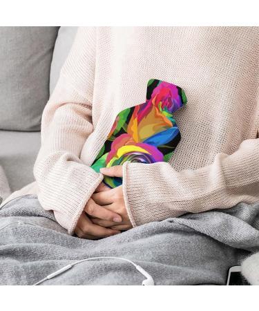 Watercolor Rose Hot Water Bottle with Plush Cover - Hand Warmer for Adults & Kids | 26.5x15.3cm - Buy Online on GoSupps.com