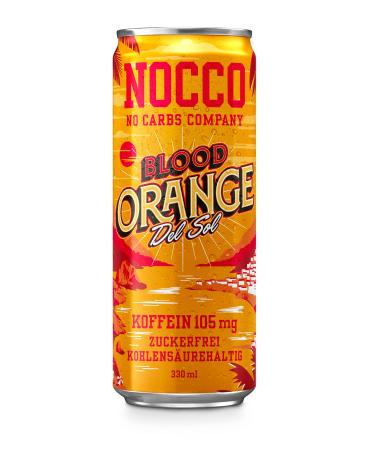 12 Dosen | NOCCO BCAA DRINK | Blood Orange Del Sol 330 ml | BCAA | 105mg Koffein | Energy Drink | Buxtrade