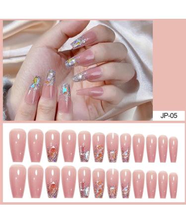 2 Glossy Fake Nails | 24 Pink Press on Nails Long Fake Nails | False Tips Artificial Finger Manicure for Women and Girls Kot-au - Buy Online on GoSupps.com