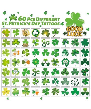 240 Pcs Shamrock Temporary Tattoos for Kids - Safe, Waterproof Bulk Stickers - Children's Temporary Tattoo Toys for St. Patrick's Day Parade and Irish Party - 60 Unique Clover Designs - Buy Online on GoSupps.com