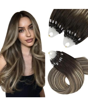 Youngsee Extensions real hair microring ombre 60cm microring extensions real hair dark brown ombre ashblond micro loop hair extensions 1g microring hair extensions remy smooth 50g #4/18/4 60 cm-micro 3-2- #4/18/4