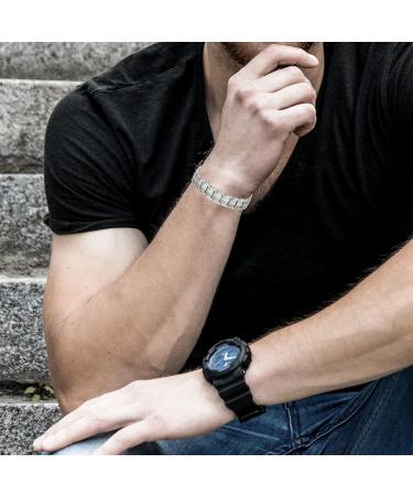 Jeracol Men Magnetic Bracelet & Copper Magnetic Ring Set - Ultra Strength Titanium Steel Brazaletes & Glossy Ring (3500 Gauss Magnets) - Adjustable Size - Silver - with Gift Box - Buy Online on GoSupps.com