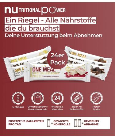 NUPO One Meal Bar - Strawberry Cheesecake (24 Pieces) | Low Carb Diet Snack | Meal Replacement with Vitamins & Minerals | Weight Loss Fitness Bar - Buy Online on GoSupps.com