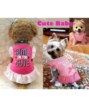 XPUDAC Pink Angel Dog Dress for Small Dogs/Cats (5.5-8lbs) - Cute Puppy Shirt Apparel - Buy Online on GoSupps.com