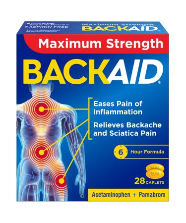 Backaid Max Aspirin-Free Pain Relief from Backache Leg Pain and Sciatica 28 ct