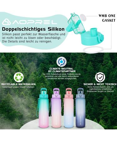 Buy Aoprel 1L BPA-Free Tritan Water Bottle - Leak-Proof Sport Bottle for Fitness Hiking & Camping - Green Pink Color Gradient - Buy Online on GoSupps.com