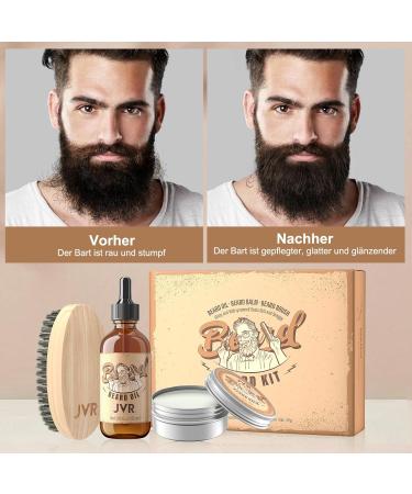 JVR Beard Care Set for Men | High-Quality Beard Oil Balm & Brush | Moisture & Styling Gift - Yellow - Buy Online on GoSupps.com