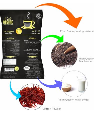 Instant Tea Premix Low Sugar Unsweetened 650g | Saffron Flavored | Milk not required | Just add Hot Water| Rich Taste as home-made | Use manually and also Suitable for all Vending Machines - Buy Online on GoSupps.com