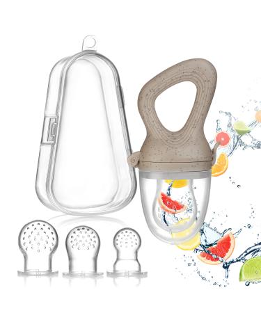 Magaluga fruit sucker baby with 3 suction cups in sizes S m l hygienic box for storage - babies from 4 months dental aid baby fruit snuller bpa free also as a bite ring light gray with box