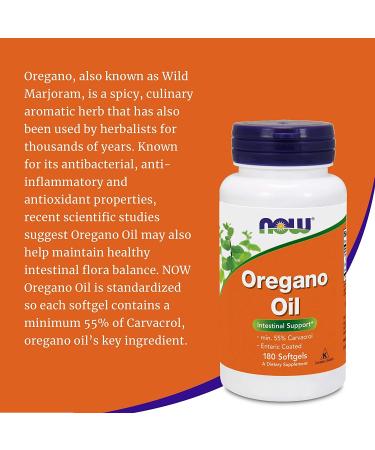 Now Foods Oregano Oil Softgels 181mg - High Carvacrol (55%) - Digestive Support - Gut Health - Natural Antibiotic - Kosher - 180 Servings - Buy Online on GoSupps.com