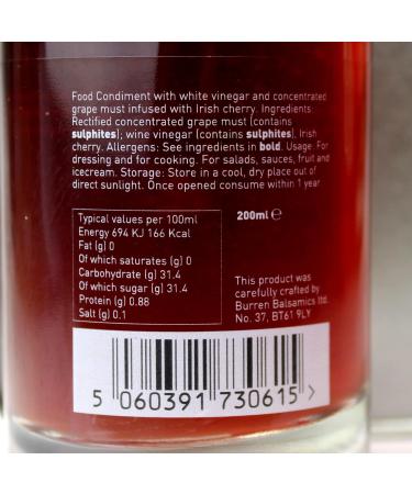 Burren Balsamics Irish Cherry Infused White Balsamic Vinegar 100ml - Buy Online on GoSupps.com
