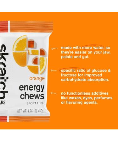 Skratch Labs Energy Chews - Vegan Gluten Free Energy Gummies for Running Cycling & Sports | Orange (10 Pack) - Energy Gel Alternative - Buy Online on GoSupps.com
