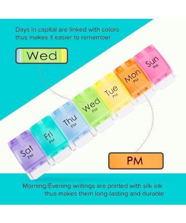 Cartee Weekly Pill Organiser - Easy Open 2x a Day - Travel Medication Box with Push Button Design - Vitamins & Supplements Organizer - Buy Online on GoSupps.com