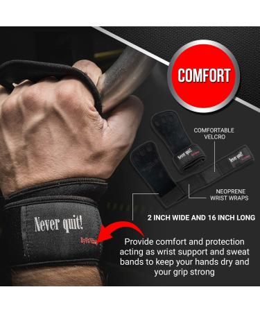 Gymnastics Grips for Men and Women - Leather Hand Grips with Wrist Wraps for Crossfit, Calisthenics, and Weightlifting - Black Suede, Large - Buy Online on GoSupps.com